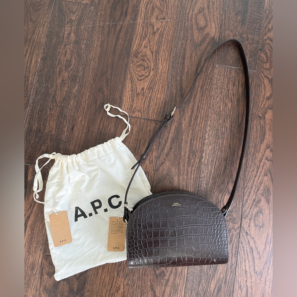 A.P.C. - Half Moon Bag - Burgundy Crocodile - Sac Demi Lune Lie De Vin